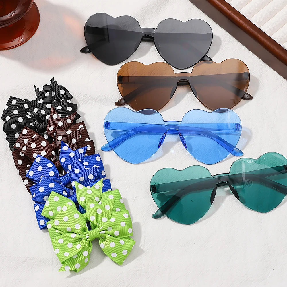 Girls Hair Accessories Set – Bows, Clips & Heart Sunglasses | 3 Pcs - photo 4