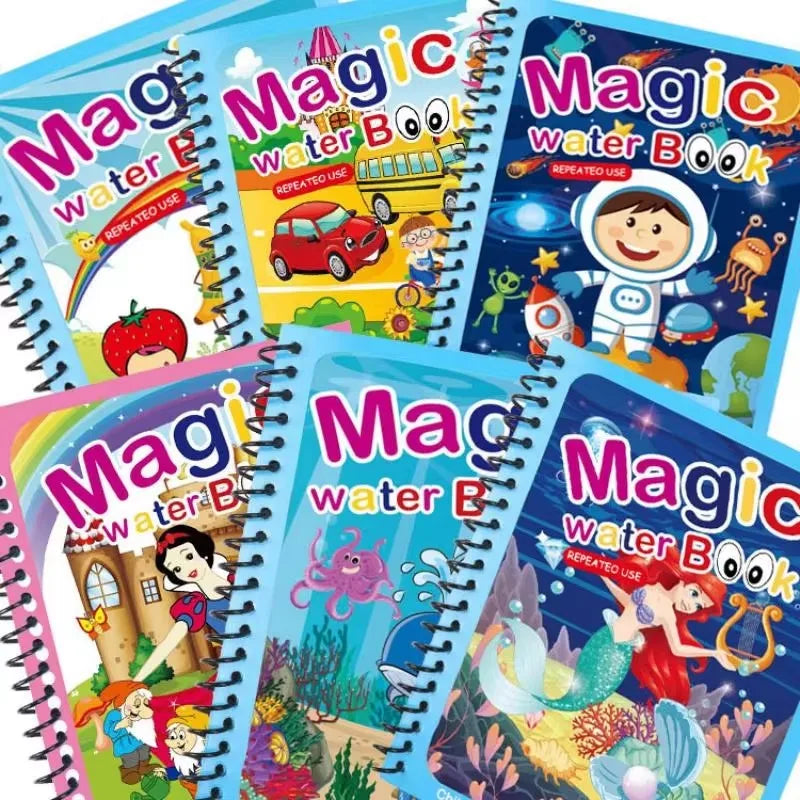 Reusable water books in princess, underwater, space and vehicle themes