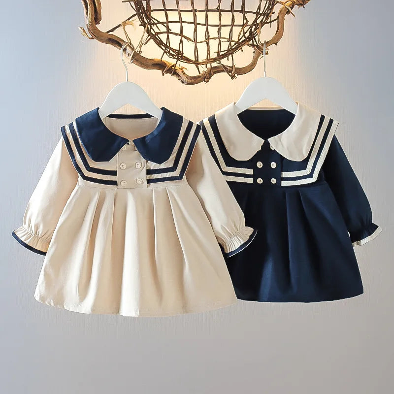 Toddler Girl Doll Collar Cotton Dress — Long Sleeve | 0-3Y - photo 2