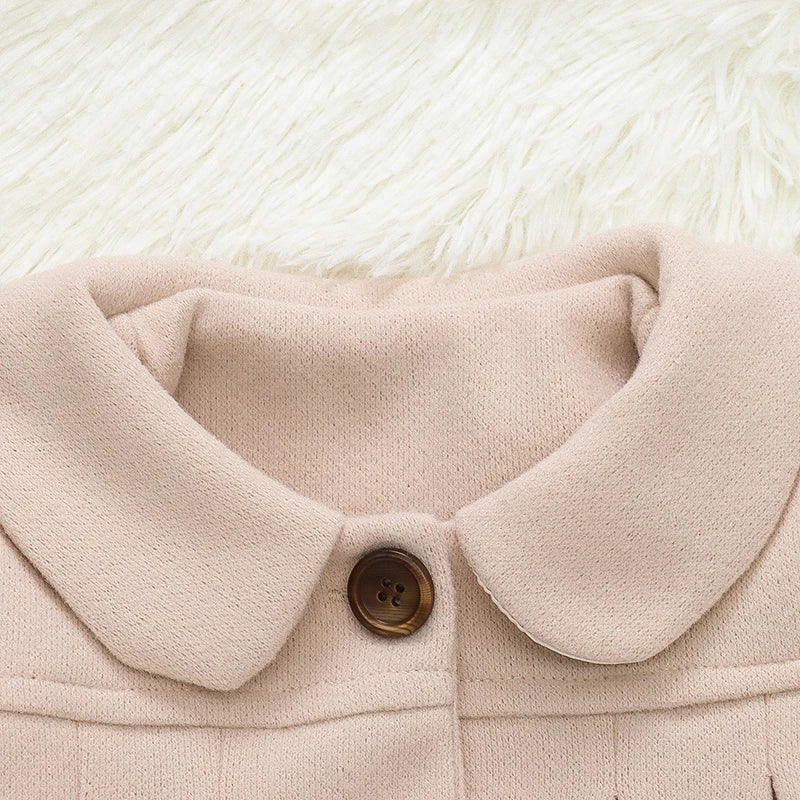 Baby Girls Wool Coat — Peter Pan Collar Pleated Jacket | 3–24M - photo 3