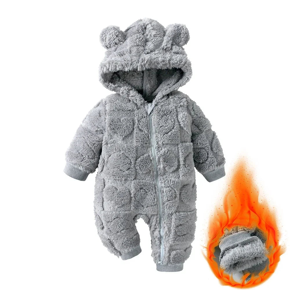 baby hooded flannel romper warm winter jumpsuit - photo 7