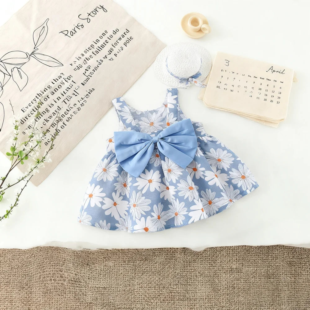 Baby Girl Floral Dress – Sleeveless Summer Dress with Bow Detail | 6M–3Y