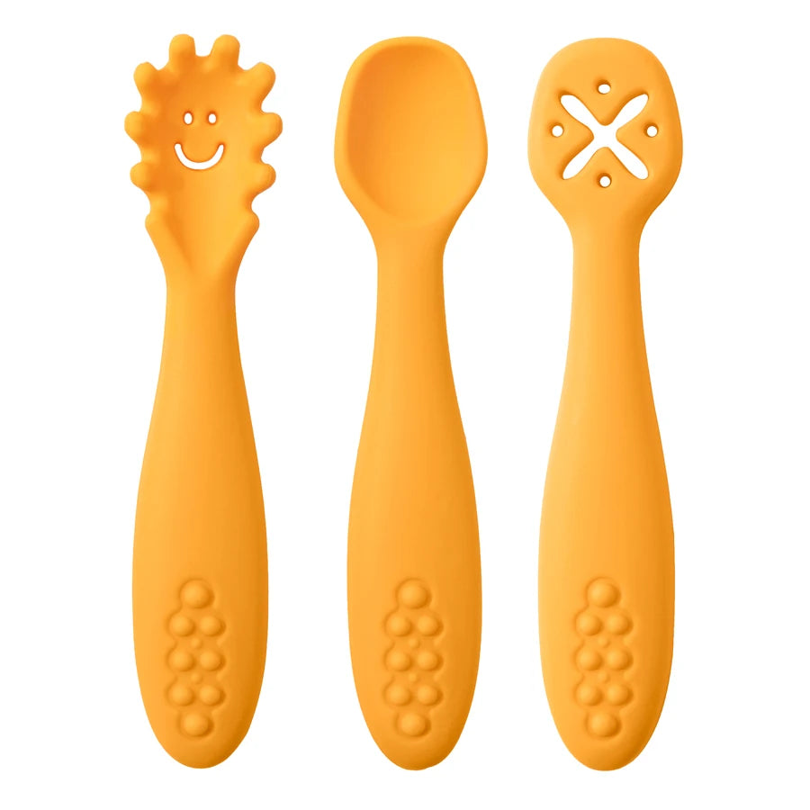 Silicone Baby Self-Feeding Set — 3-Piece Spoon, Fork & Masher | 6M+ - photo 10