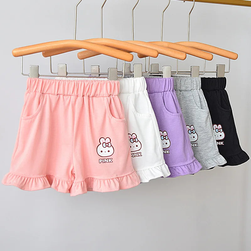 Girls Cotton Print Frill Shorts Cute Bow Ruffle - photo 1