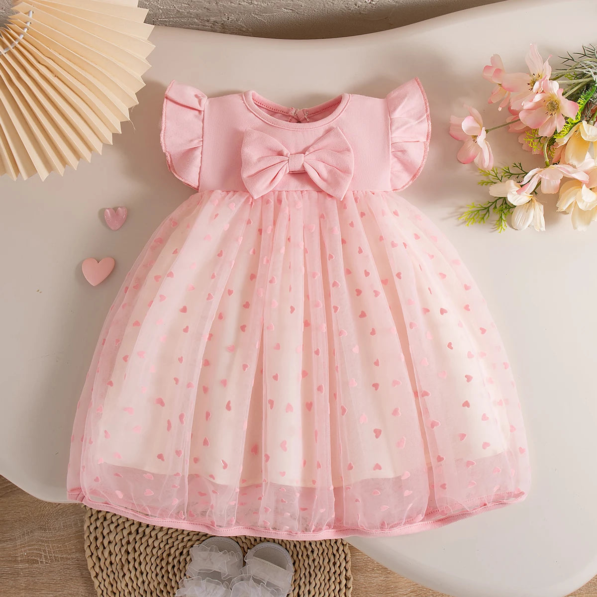 Baby Girl Summer Princess Dress – Bow Flutter Sleeve | 9M–3Y - photo 1