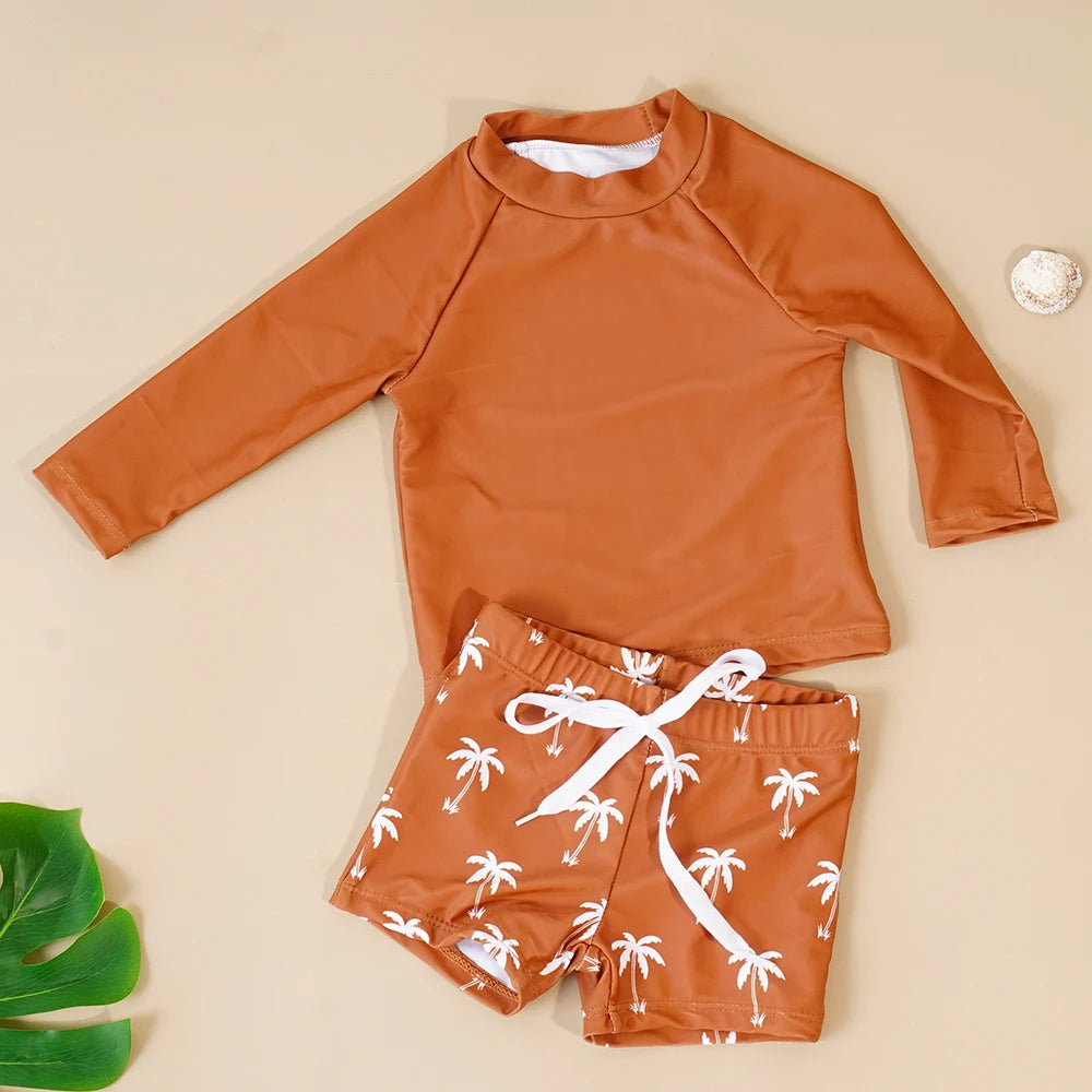 Baby long sleeve swimsuit rash guard bodysuit for pool and swim lessons