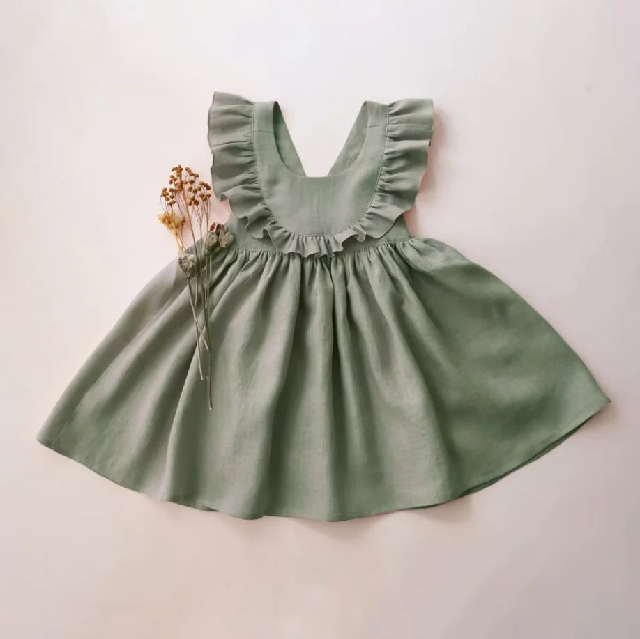 Toddler Girls Linen Cotton Dress | Pink Summer - photo 8