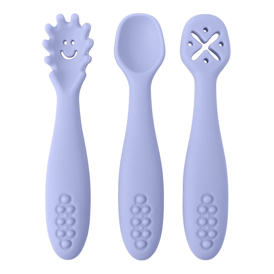 Silicone Baby Self-Feeding Set — 3-Piece Spoon, Fork & Masher | 6M+ - photo 7