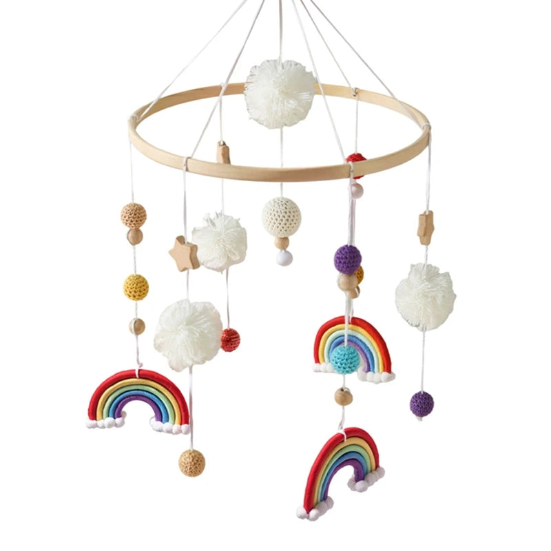Wooden Crib Mobile with Bear, Moon & Stars — Nursery Bed Bell Toy