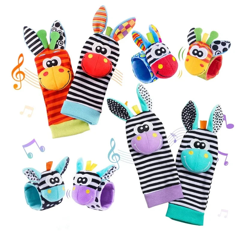 Baby Wrist Rattles & Animal Socks Set – Sensory Toys for Newborns (0–12M)