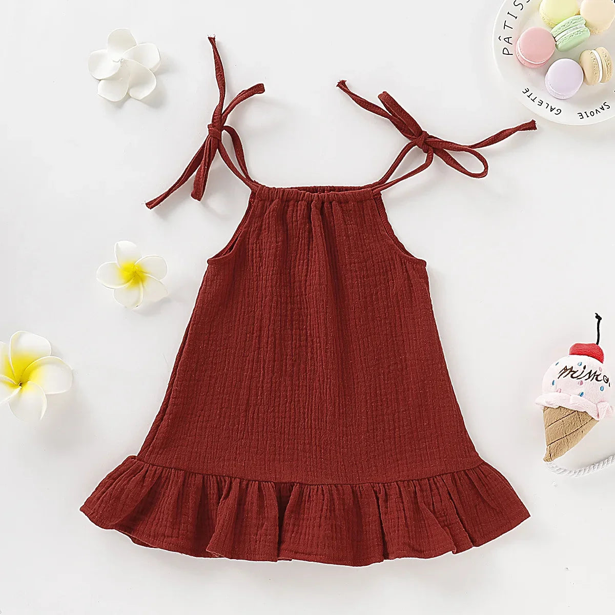 Toddler Girls Cotton Linen Muslin Slip Dress - photo 9
