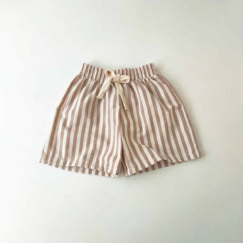 Kids Cotton-Linen Striped Shorts Trousers Summer - photo 14