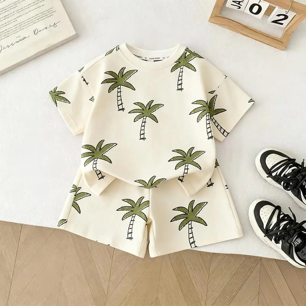 Toddler Cotton Tee & Shorts Set - Lion & Palm Print 9M-6Y - photo 5