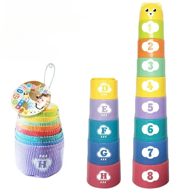 Stacking cups early learning toy with numbers letters shapes