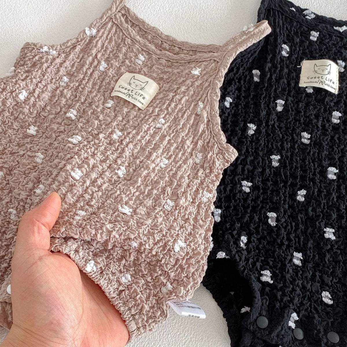 Baby Girl Polka Dot Cami Bodysuit — 100% Cotton Sleeveless Romper | 3–24M - photo 3