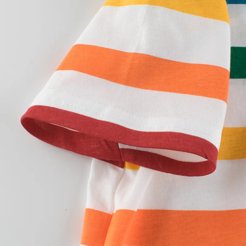 Kids' Korean-Style Striped T-Shirt – Short-Sleeve Cotton Tee | 2–9Y - photo 3
