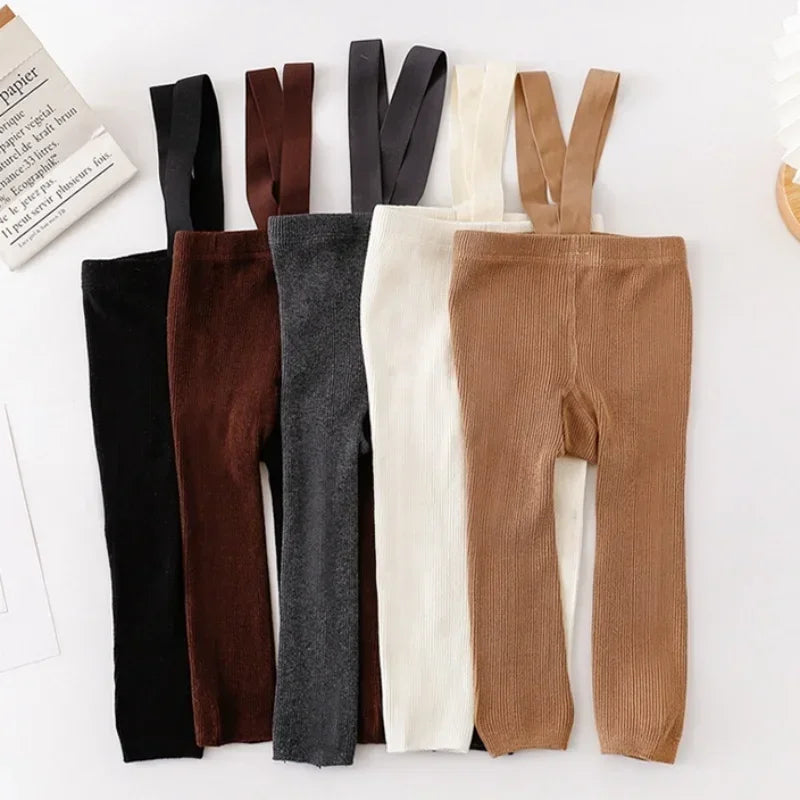 Baby Cotton Suspender Overalls — High-Waist Casual Pants | 0–12M