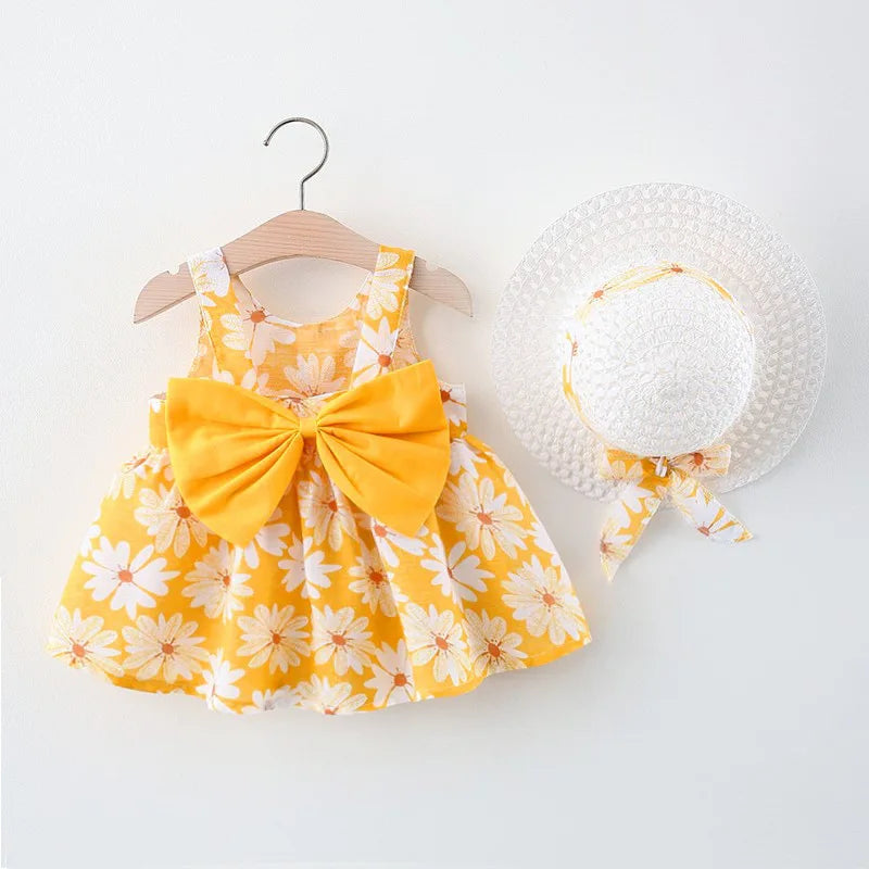 Baby Girl Floral Dress – Sleeveless Summer Dress with Bow Detail | 6M–3Y
