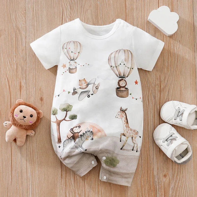Cartoon Animal Print Cotton Baby Romper - Kindle Kids ABC