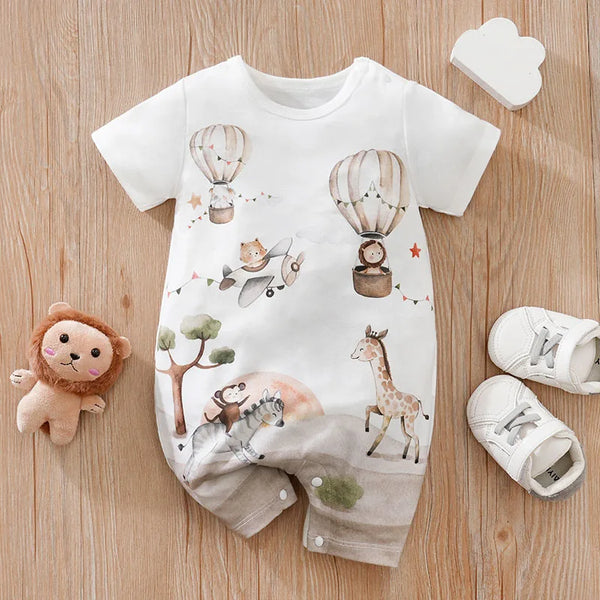 Cartoon Animal Print Cotton Baby Romper - Kindle Kids ABC