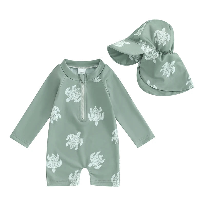 Baby Girls Rash Guard Swimsuit & Sun Hat Set — photo 7