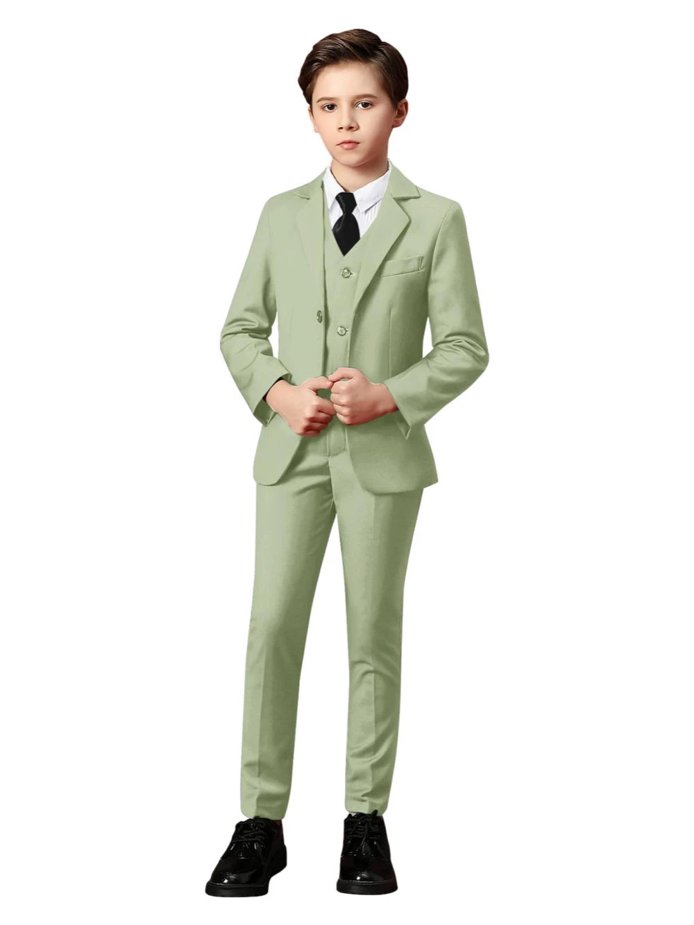 Boys Formal Suit 3-Piece 2-12Y — Notched Lapel Wedding Ring Bearer Outfit - photo 12