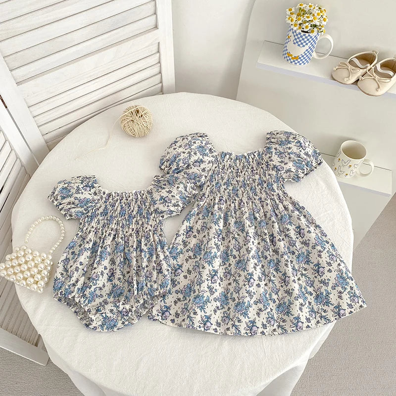 Girls Vintage Beach Dress — Cotton Floral Sister Set | 3M-6Y - photo 1