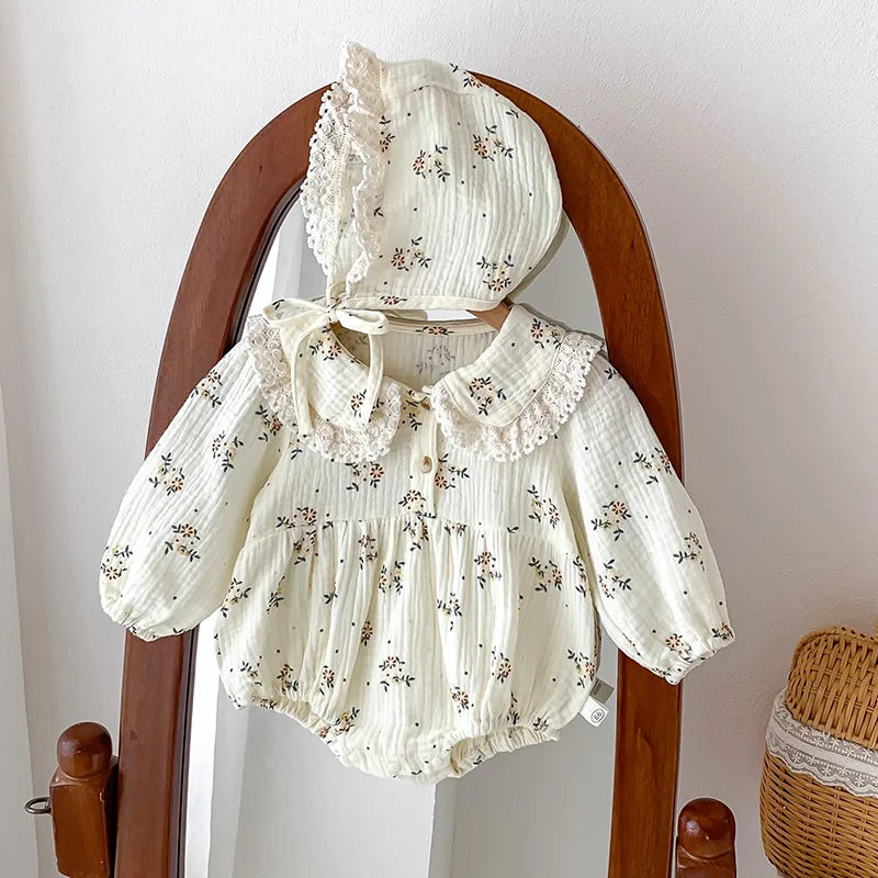 Floral Lace Cotton Baby Romper - Kindle Kids ABC - view 7