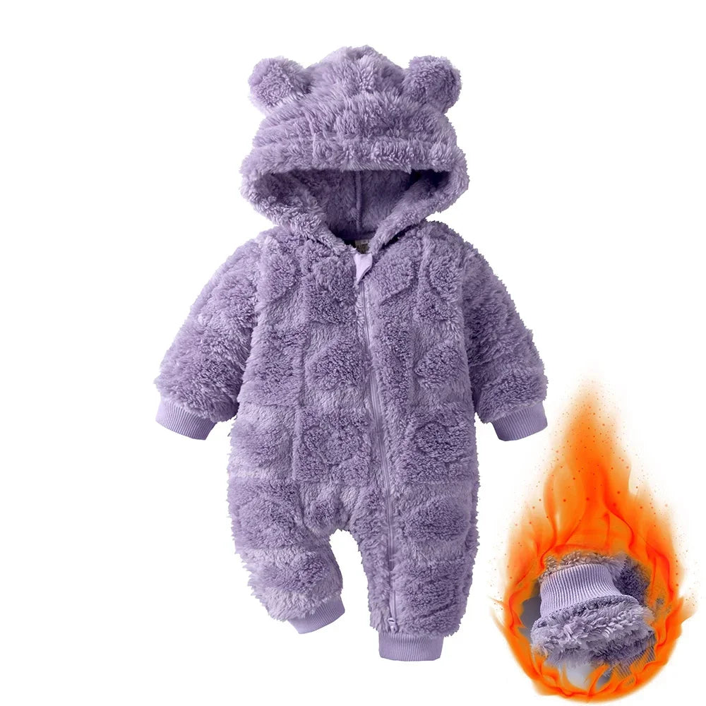 baby hooded flannel romper warm winter jumpsuit - photo 10