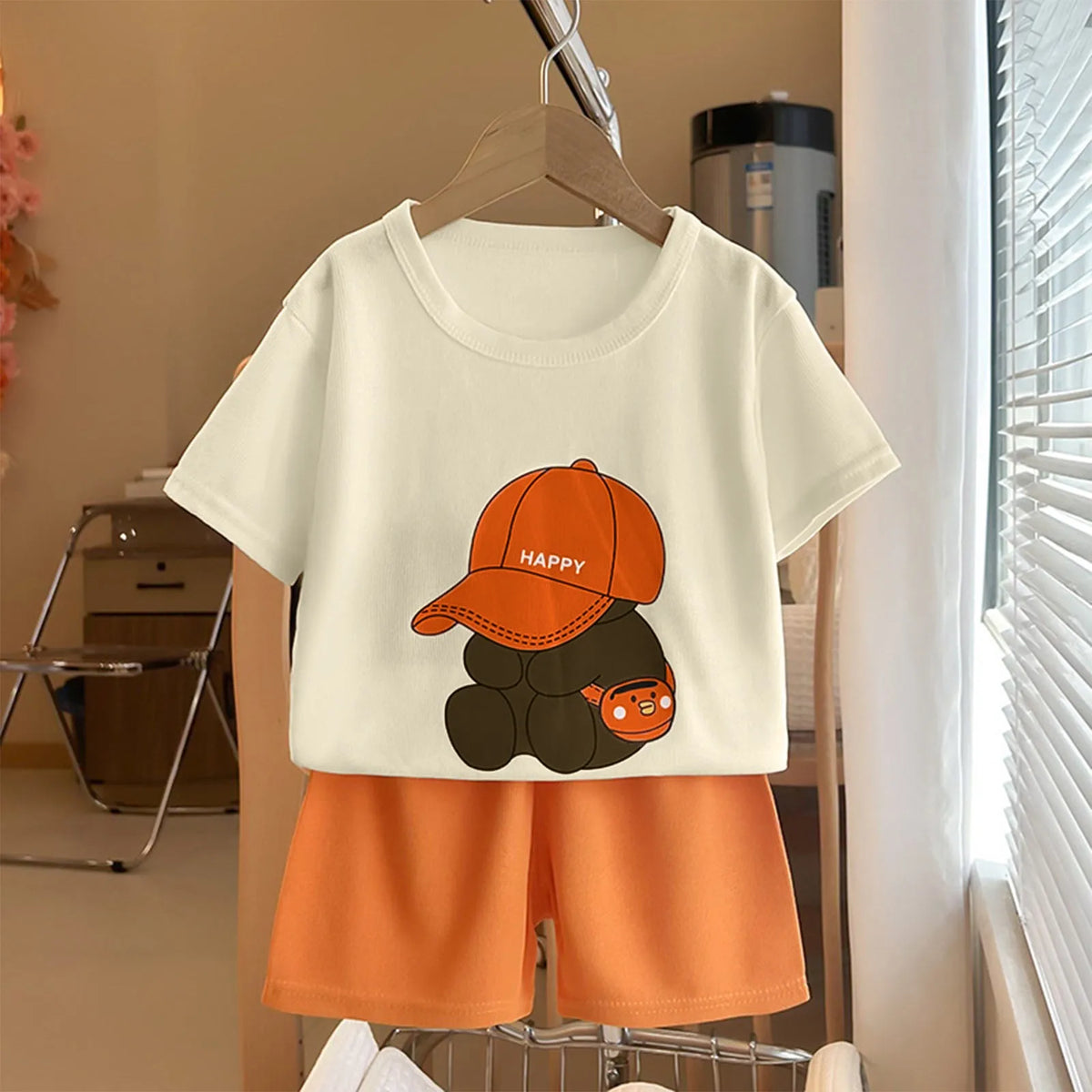 Boys' Bear Print Tracksuit Set – 2-Piece Cotton T-Shirt & Shorts - photo 8