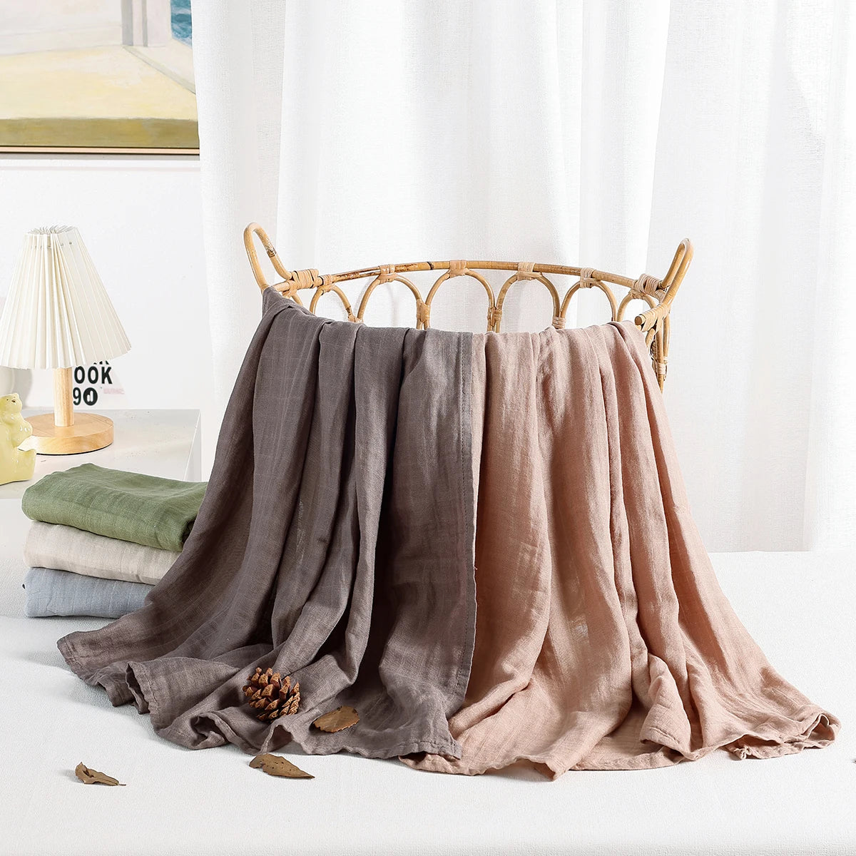 Solid Bamboo Cotton Muslin Baby Swaddle - Kindle Kids ABC - view 4