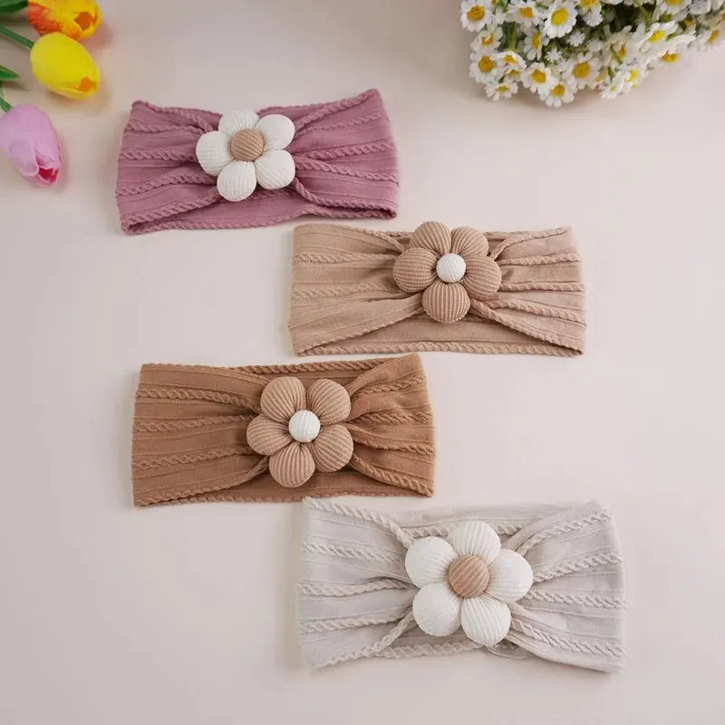 Baby Girl Floral Headbands — Soft Elastic Turban Set | 0–7Y