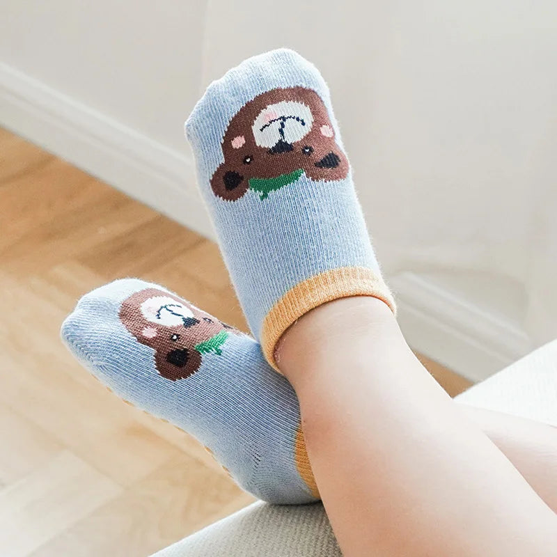 Kids cotton socks 6 pairs cute animal non-slip