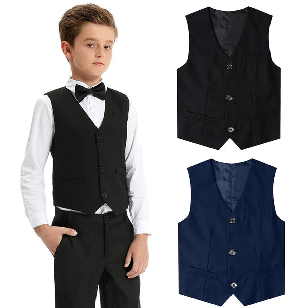 Boys Formal Vest Single-Breasted Waistcoat Wedding 4-16Y - photo 1
