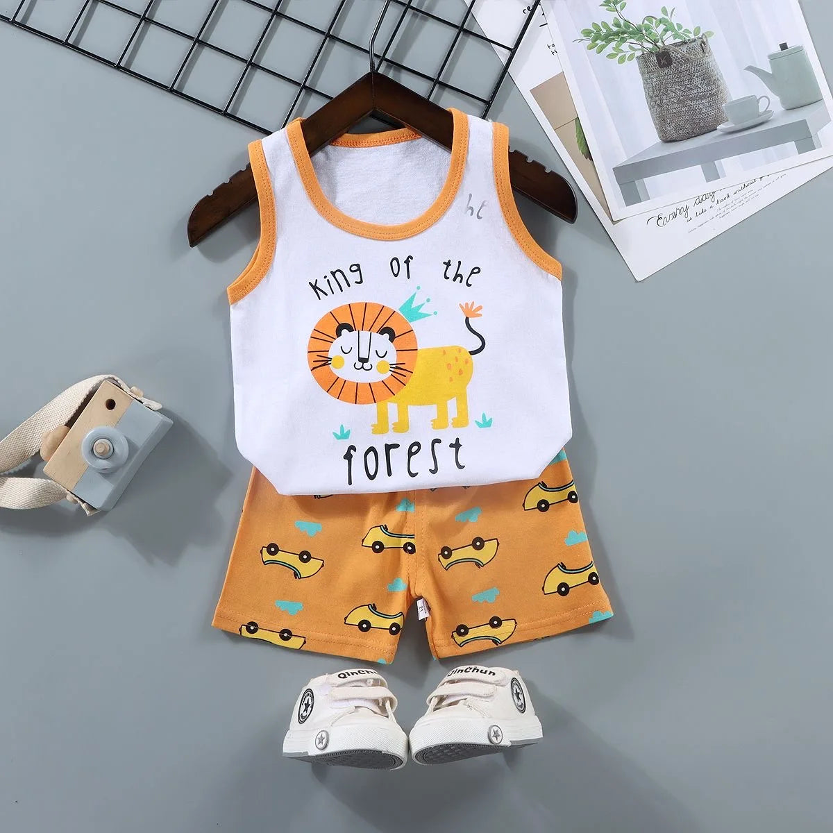 Kids summer sleeveless vest and shorts cotton 2pc, ages 9M-6Y - photo 8