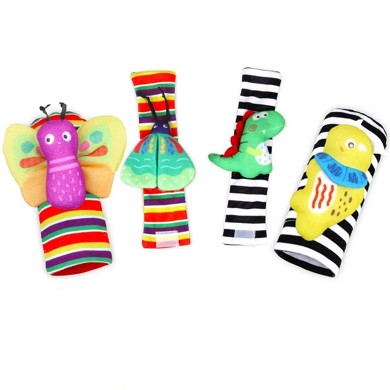 Baby Wrist Rattles & Animal Socks Set – Sensory Toys for Newborns (0–12M)