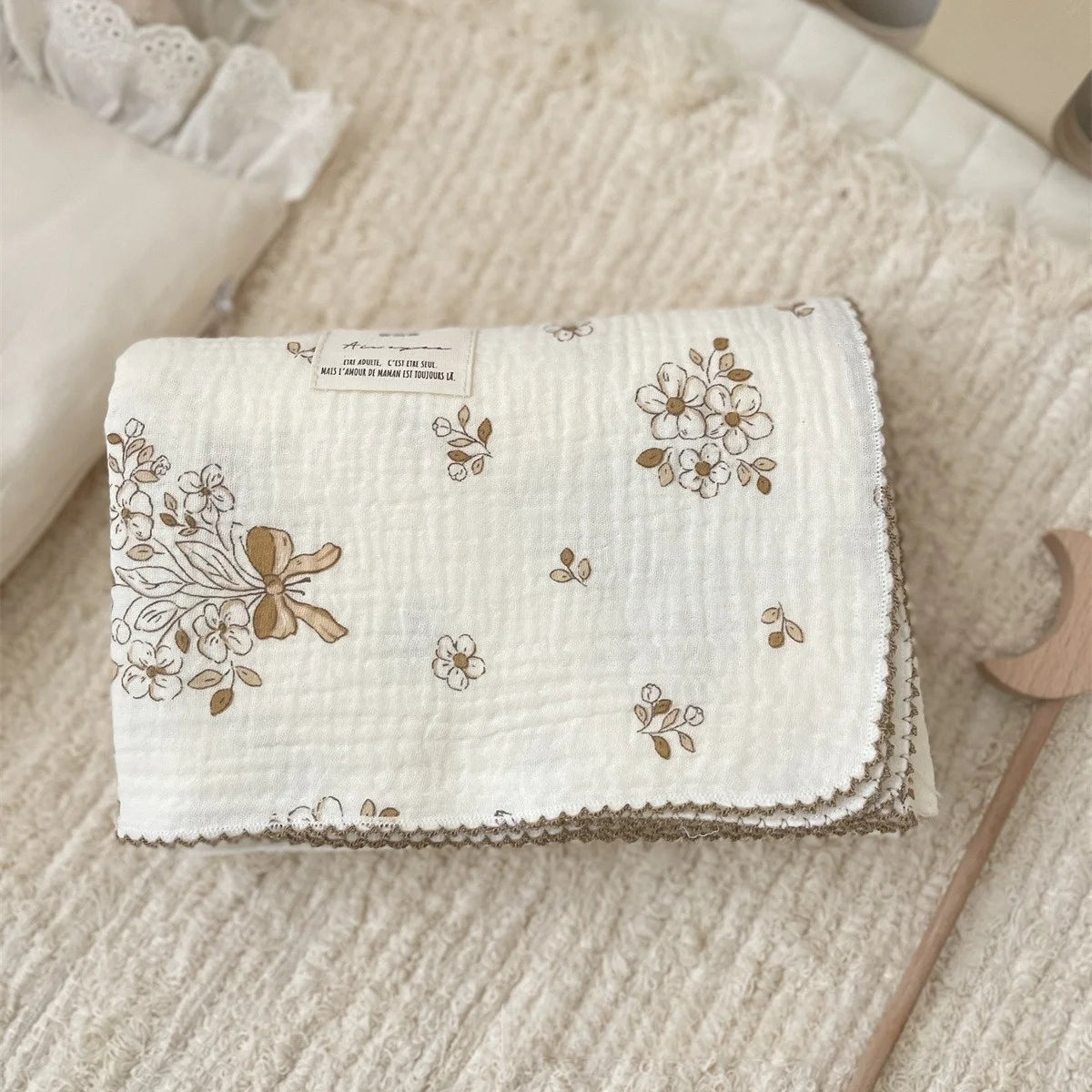 Floral Cotton Muslin Baby Swaddle Blanket - Kindle Kids ABC - view 7