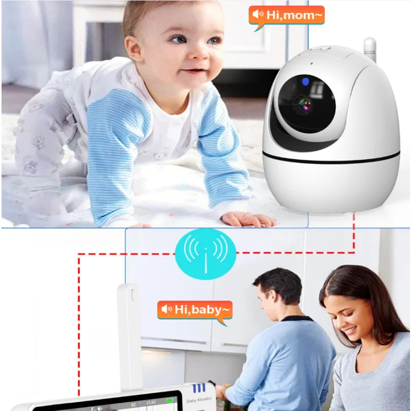 Wireless baby monitor 5 inch pan tilt camera with night vision audio