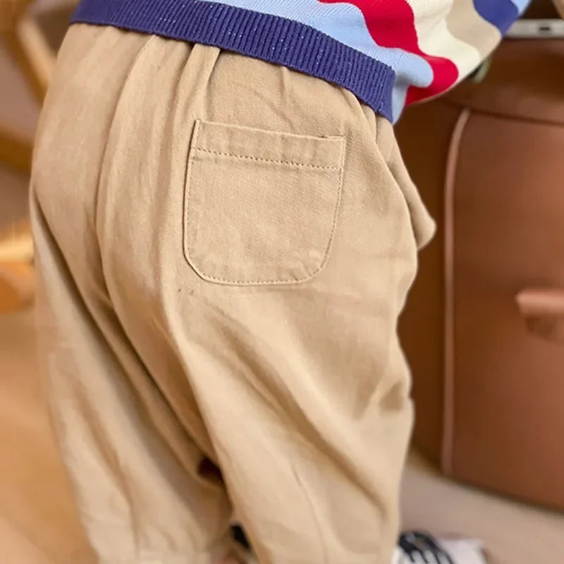 Kids Cotton Casual Pants — Loose Ankle-Length Trousers | 6M–7Y