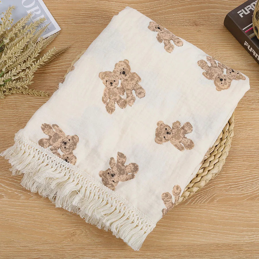 Bear Print Cotton Muslin Blanket - Kindle Kids ABC - view 3