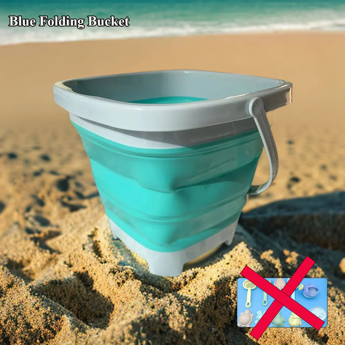 Beach Sand & Water Play Set - Folding Bucket Summer Toys - photo 8