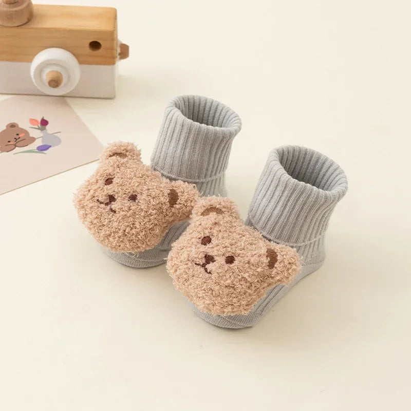 baby-bear-booties-pink-brown-cotton-kindlekidsabc