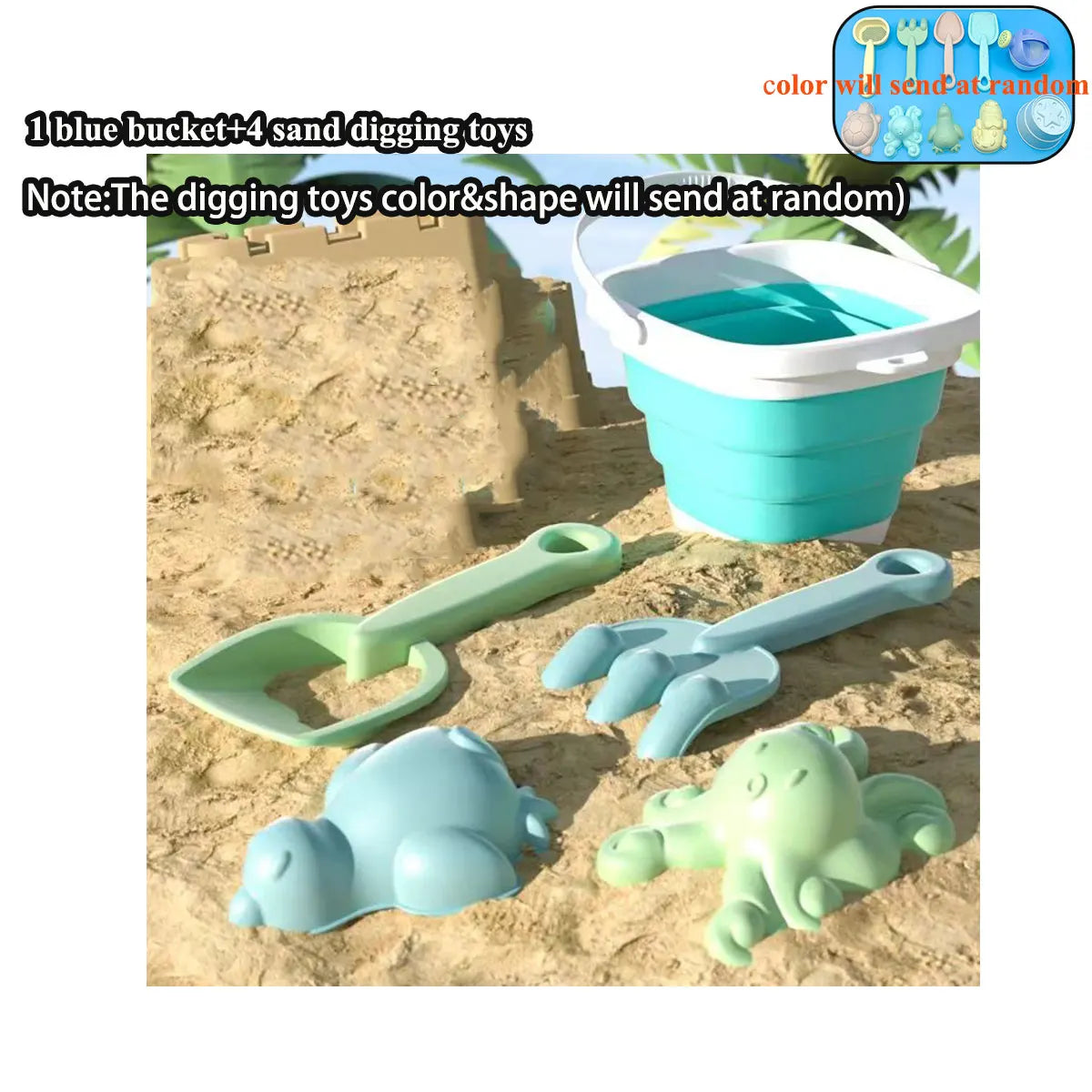 Beach Sand & Water Play Set - Folding Bucket Summer Toys - photo 11