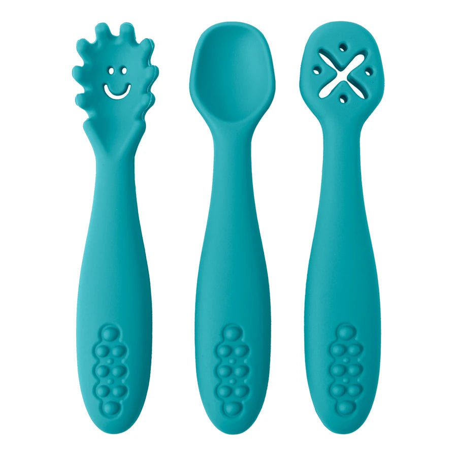 Silicone Baby Self-Feeding Set — 3-Piece Spoon, Fork & Masher | 6M+ - photo 14