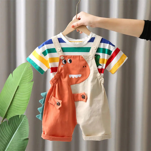 Boys Summer 2-Piece Set – Dinosaur Print T-Shirt & Shorts | 80–120cm - photo 1