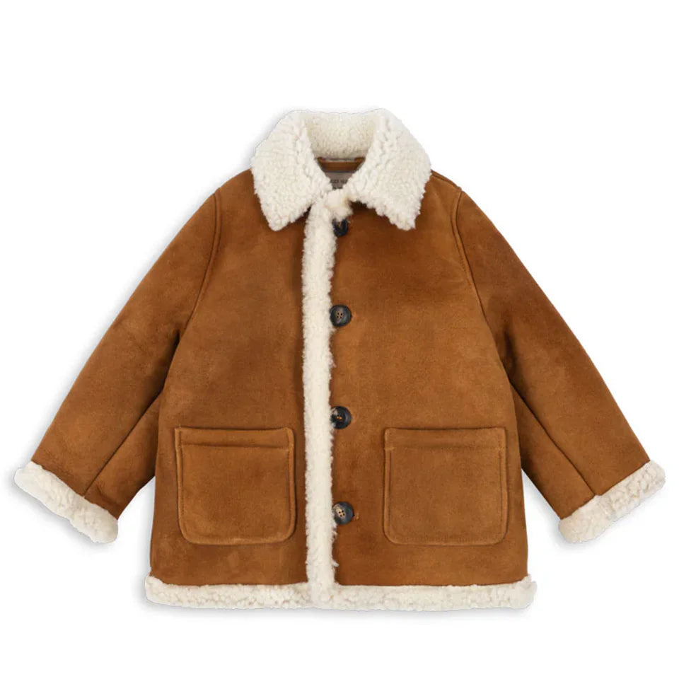 Baby Cotton Fleece Jacket — Lambswool Embroidered Coat | 6M–7Y