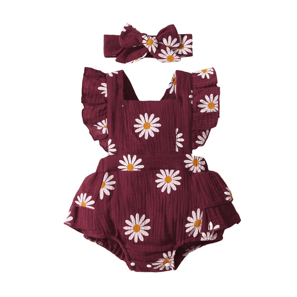 Daisy Print Cotton Baby Romper - Kindle Kids ABC