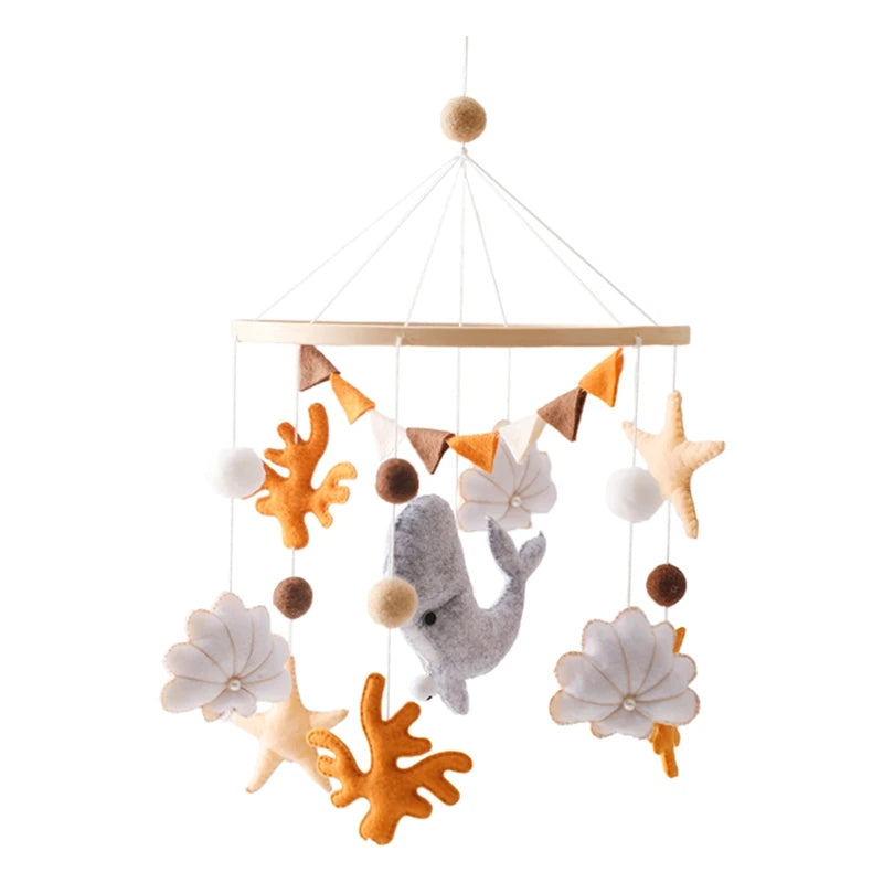 Wooden Crib Mobile with Bear, Moon & Stars — Nursery Bed Bell Toy