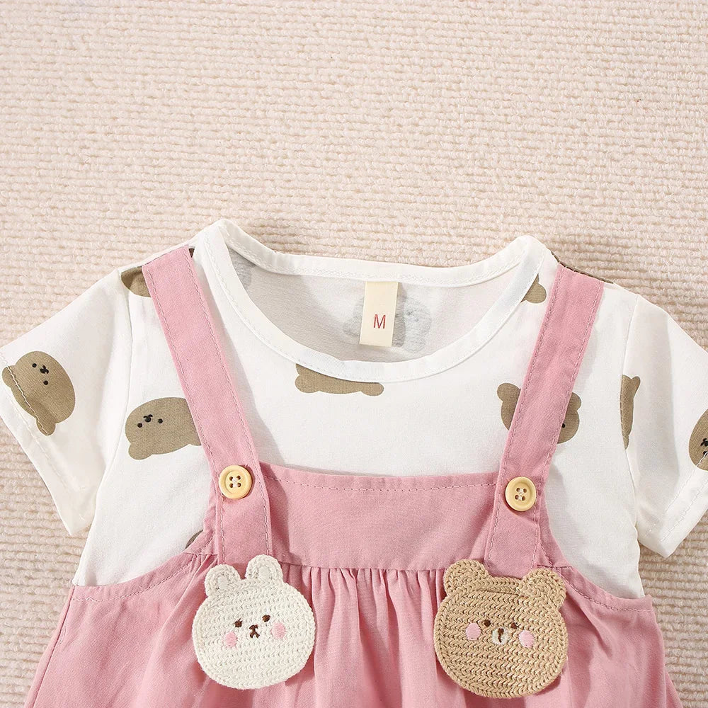 Baby Girl Teddy Bear Short Sleeve Cotton Dress – Summer | 6M–3Y - photo 5