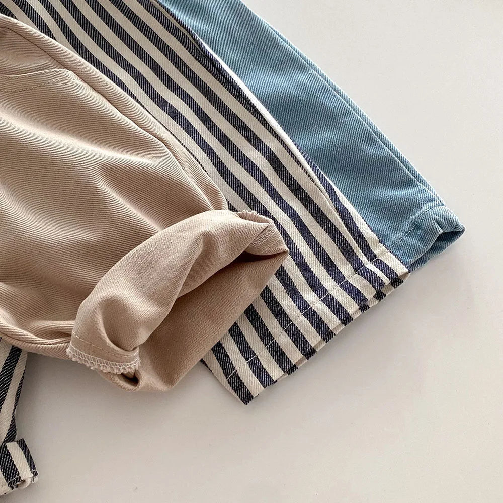 Kids Casual Elastic Waist Pants — Stripes, Denim & Solid - photo 6